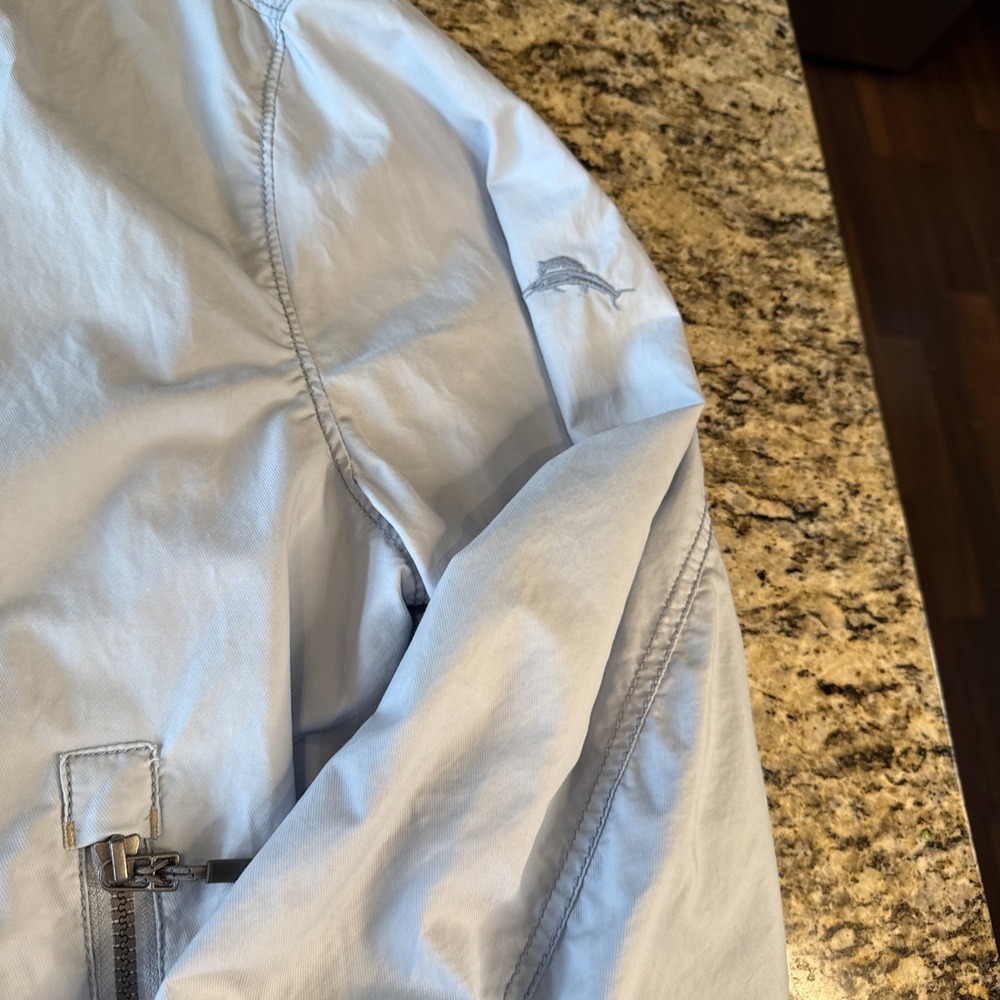 Tommy Bahama Men's bomber  jacket Blue size Large Cotton Blend Lined Zippered - Picture 4 of 5